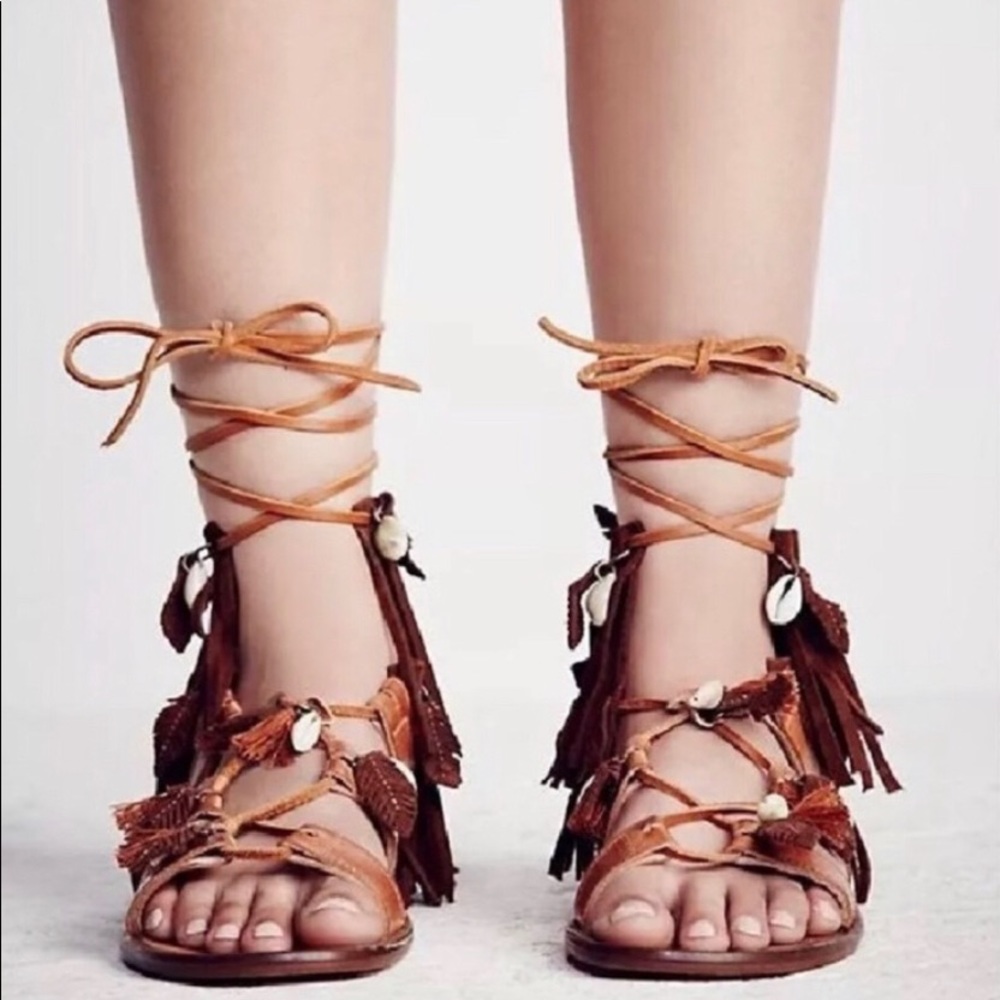 Free People Suede Lace Up Gladiators